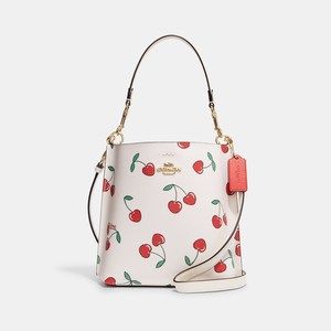 NWT Coach Outlet Mollie Bucket 22 With Heart Cherry Print